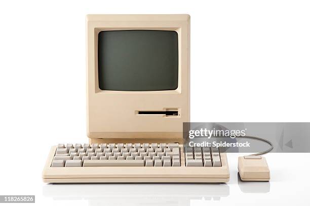 apple macintosh classic computer - desktop pc stockfoto's en -beelden