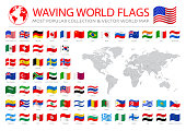 Flying Popular Flags stock illustration