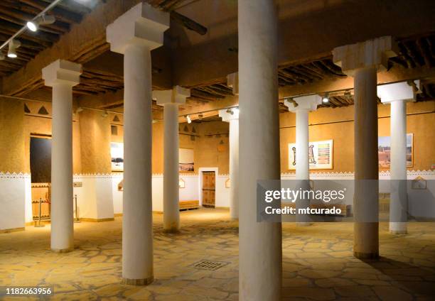 al masmak fortress - room with columns, riyadh, saudi arabia - fortress stock pictures, royalty-free photos & images