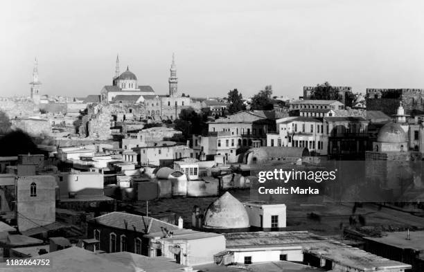 Syria, Damascus, panorama with the great Umayyad Mosque, 1920-30.