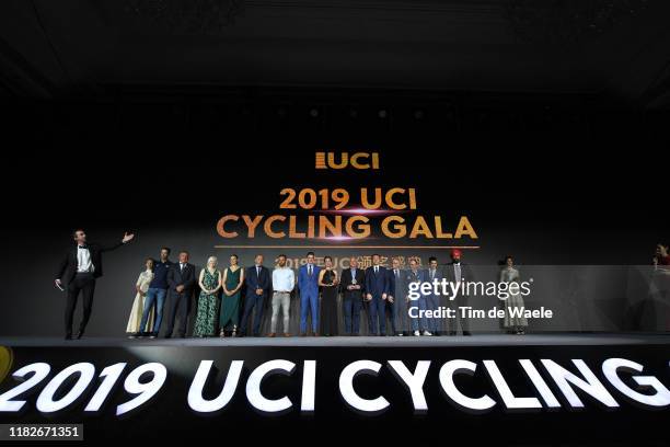 Pieter Serry of Belgium and Team Deceuninck - Quick-Step winner of Best World Tour Team 2019 / Emma Foy & Hannah Van Kampen of New Zealand winners of...