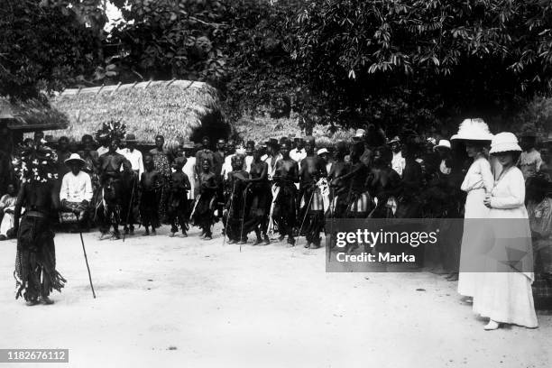 Africa, congo Belgian dance of welcome, 1910.