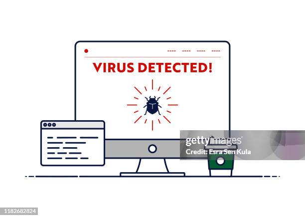 vector line illustration concept for virus detected. editable stroke and pixel perfect. - accessibility awareness stock illustrations