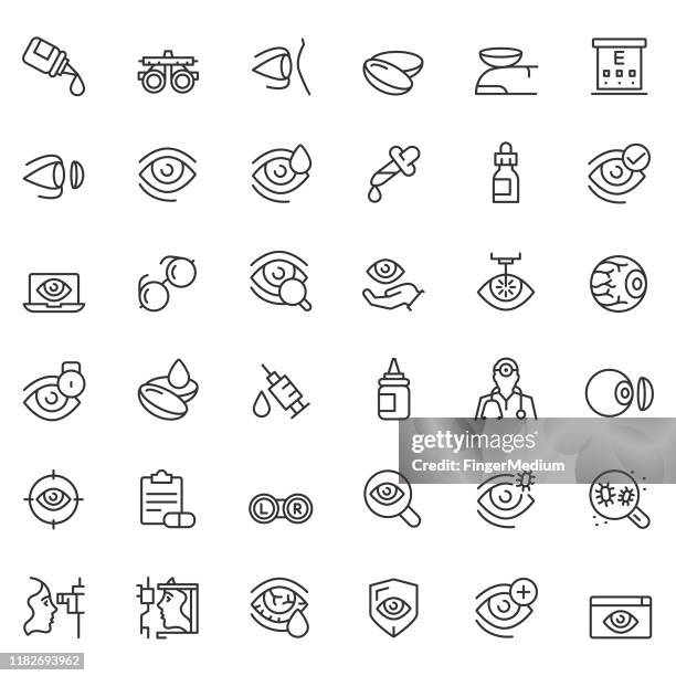 optometry icon set - eyesight stock illustrations