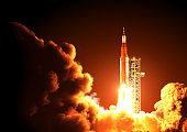 Space Launch System Takes Off At Night