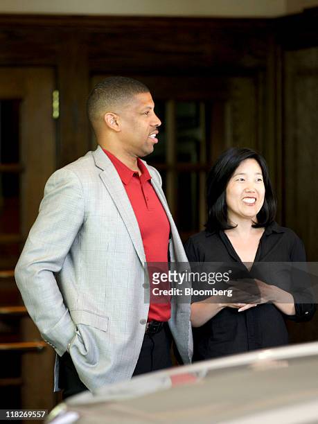 Kevin Johnson, mayor of Sacramento and former professional basketball player , and Michelle Rhee, former chancellor of the Washington D.C. Public...