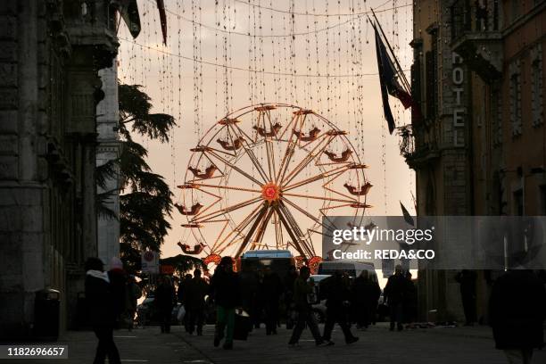 Ferris wheel, Corso Vannucci, Perugia, Umbria, Italy.