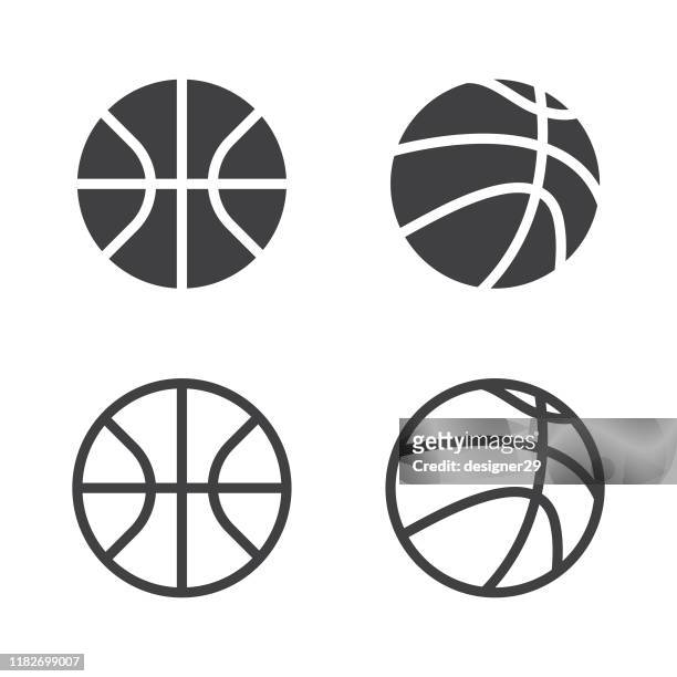 vector basketball ball icon set isoliert auf weißem hintergrund. - basketball stock-grafiken, -clipart, -cartoons und -symbole