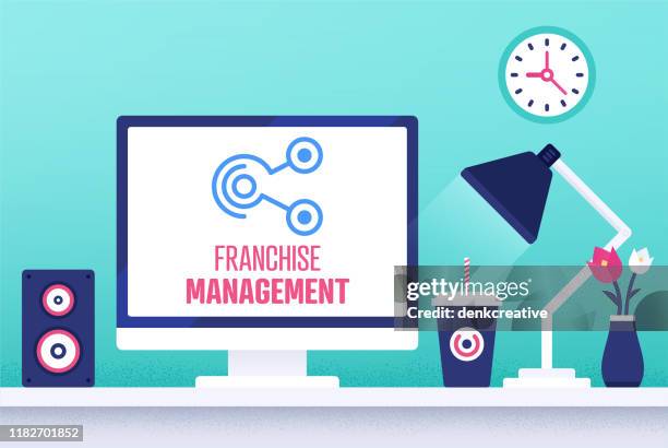 creative vector illustration for franchise management - shared value icon stock illustrations