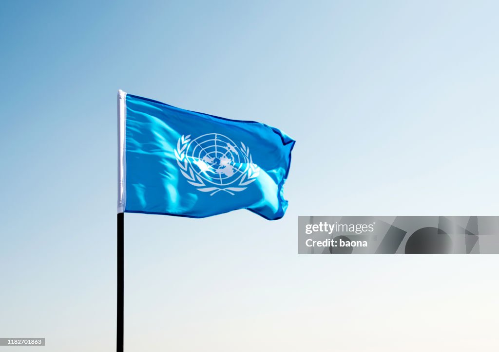 Drapeau des Nations Unies agitant dans le vent