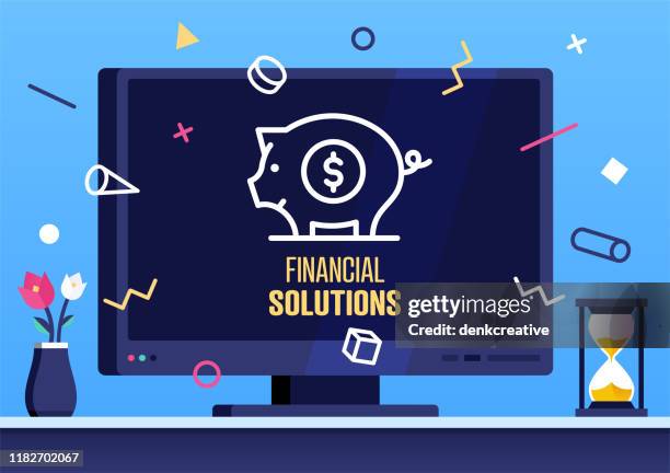 vector web banner design for financial solutions - technical difficulties tv stock illustrations