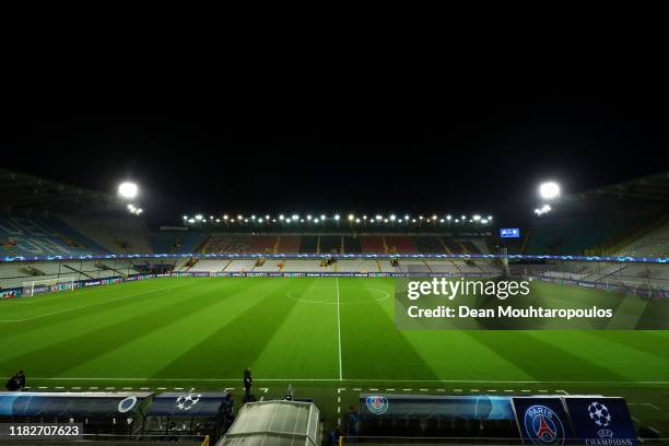 General view inside the stadium prior to the UEFA Champions League group A match between Club Brugge KV and Paris Saint-Germain at Jan Breydel...