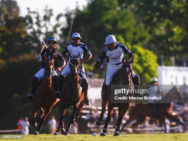 Juan Martin Nero of La Dolfina plays the ball during the final polo match against Ellerstina in the Tortugas Open 2019 Gran Premio Ford at Tortugas...