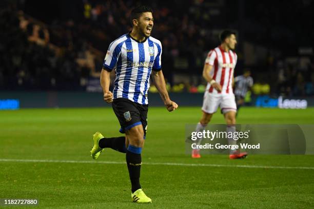 Massimo Luongo of Sheffield Wednesday celebrates after scoring his sides first goal during the Sky Bet Championship match between Sheffield Wednesday...