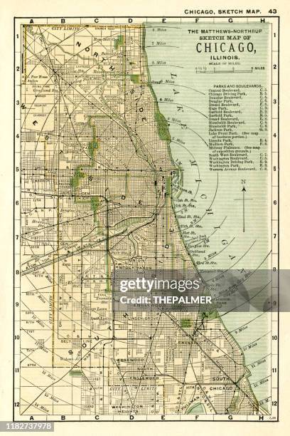 Chicago Illinois Map 1898 High-Res Vector Graphic - Getty Images
