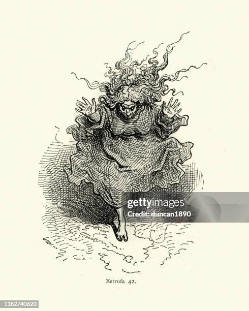 the rage of witches. orlando furioso - witch costume stock illustrations