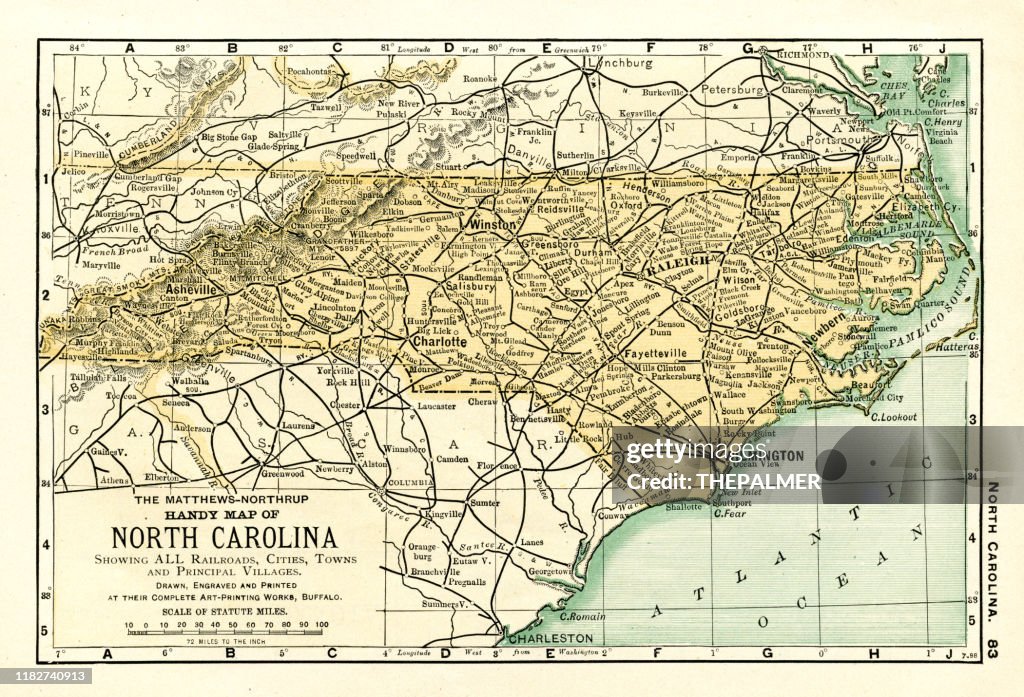 North Carolina USA map 1898