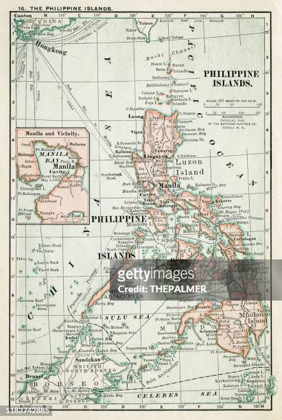 フィリピン のマップ 1898 - グレーターマニラエリア点のイラスト素材／クリップアート素材／マンガ素材／アイコン素材