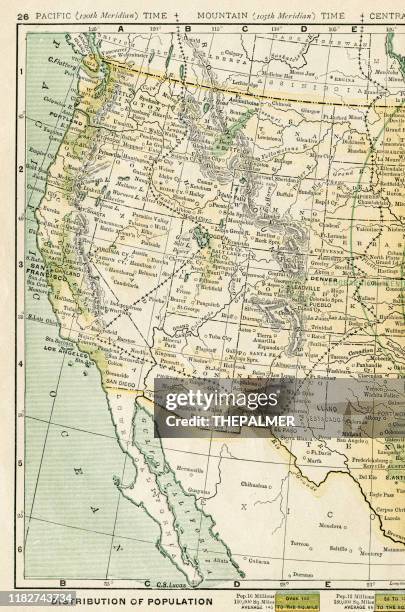 united states western states map 1898 - seattle map stock illustrations