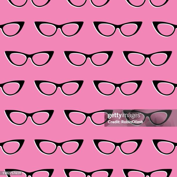 cats eyeglasses seamless pattern - cats eye glasses stock illustrations