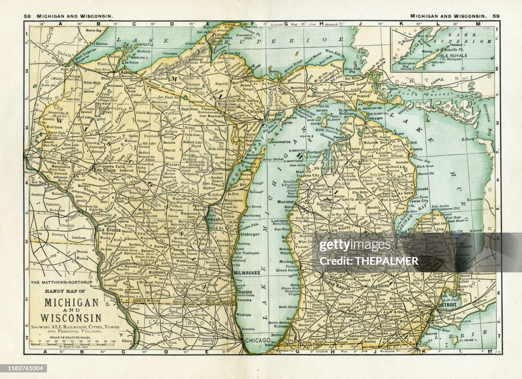 Michigan Wisconsin map 1898