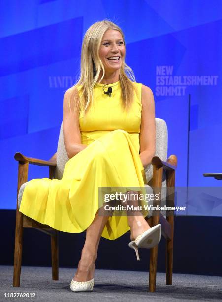 Founder and CEO of goop, Gwyneth Paltrow speaks onstage during 'The Rise of goop: Building a Tastemaking Empire' at Vanity Fair's 6th Annual New...