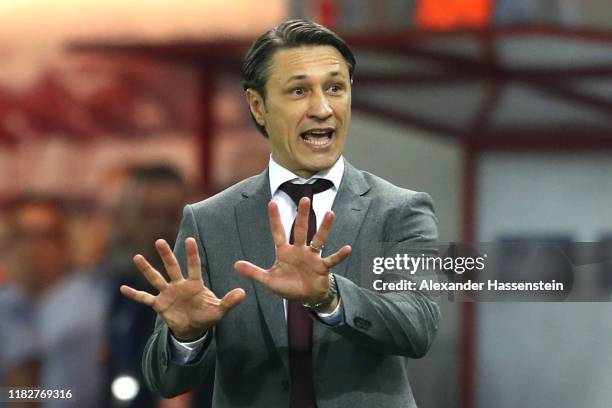 Niko Kovac, head coach of FC Bayern München reacts during the UEFA Champions League group B match between Olympiacos FC and Bayern Muenchen at...