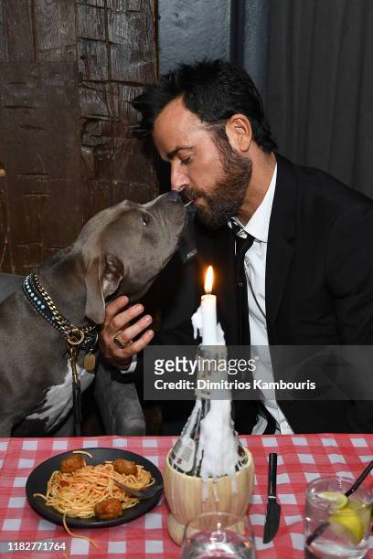 Justin Theroux attends as Cinema Society hosts a special screening of Disney+'s "Lady And The Tramp" at iPic Theater on October 22, 2019 in New York...
