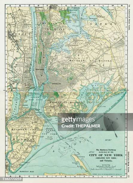 new york city map 1898 - new york city map stock illustrations