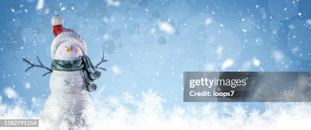 sfondo natalizio - pupazzo di neve foto e immagini stock