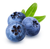 Blueberry with leaf isolated on white background with clipping path