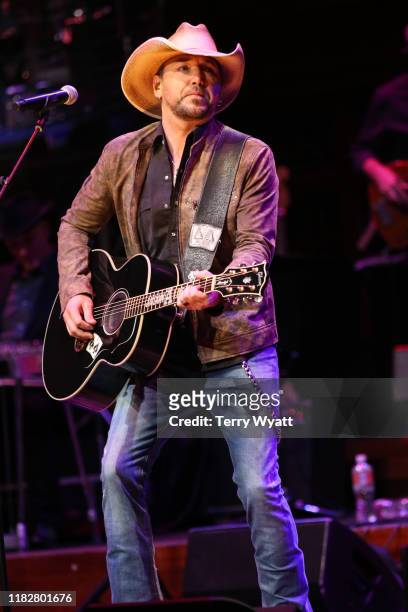 Jason Aldean performs during the 2019 Musicians Hall of Fame Induction Ceremony & Concert at Schermerhorn Symphony Center on October 22, 2019 in...