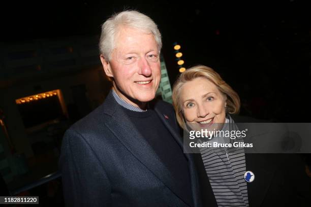 42nd President of the United States Bill Clinton and 67th United States secretary of state Hillary Rodham Clinton pose at the opening night of the...