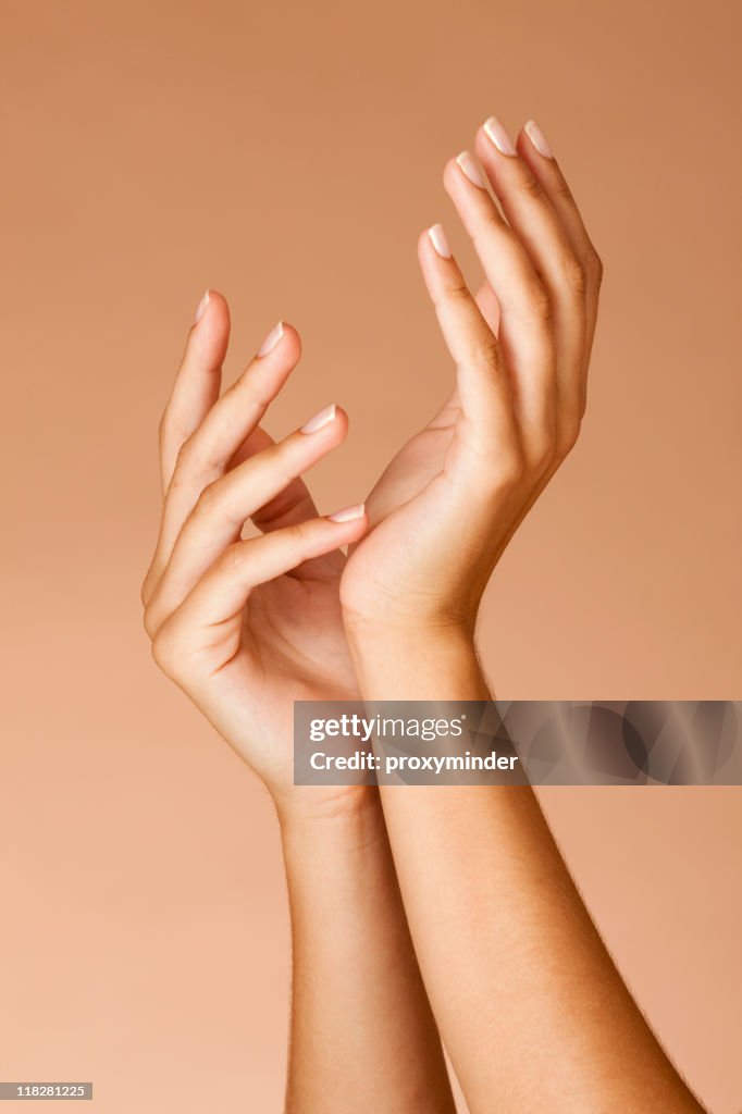 Manicured nails Woman hands