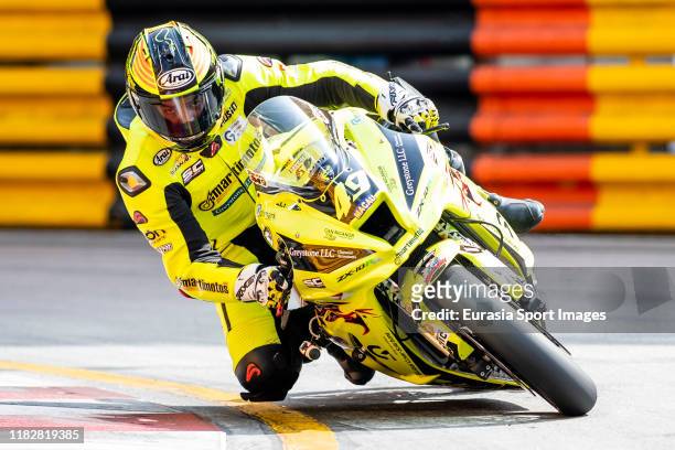 Raul Torras Martinez of Spain driving the Torras Racing Team KAWASAKI ZX10-RR during Macau motorcycle Grand Prix 53rd edition warm up section on day...