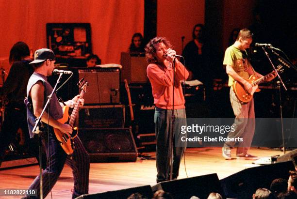 Pearl Jam performs as part of the Voters For Choice benefit concert at DAR Constitution Hall in Washington, D.C. On January 14, 1995.