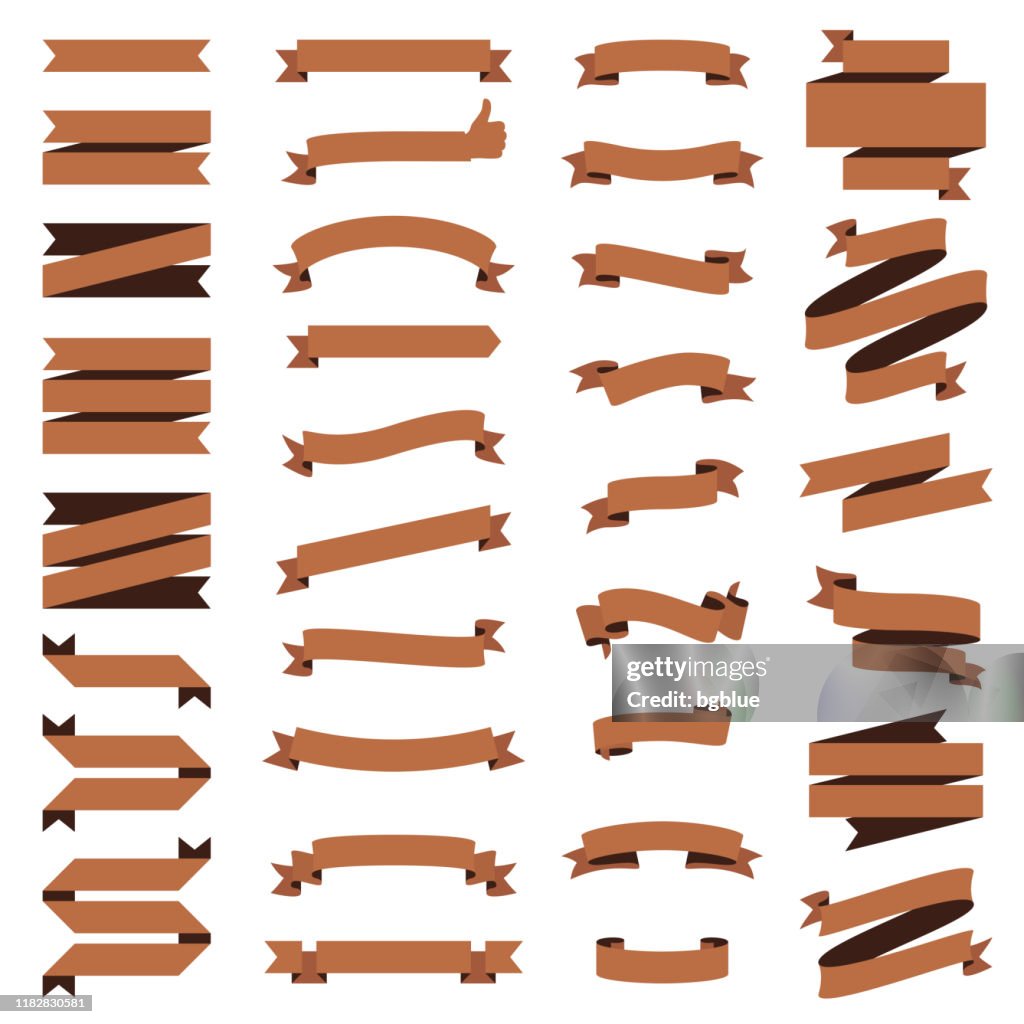 Brown Local Ribbons Set Of Brown Ribbons Banners Design Elements On White Background High ...