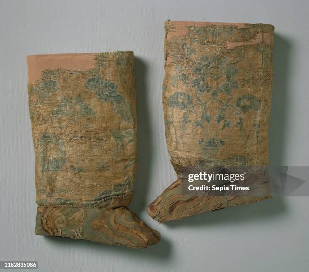 Pair of Boots, 1000 China, Northern, Liao dynasty . Compound twill, silk; tapestry, silk and gold; tabby, silk; gauze, silk; silk batting; leather;...