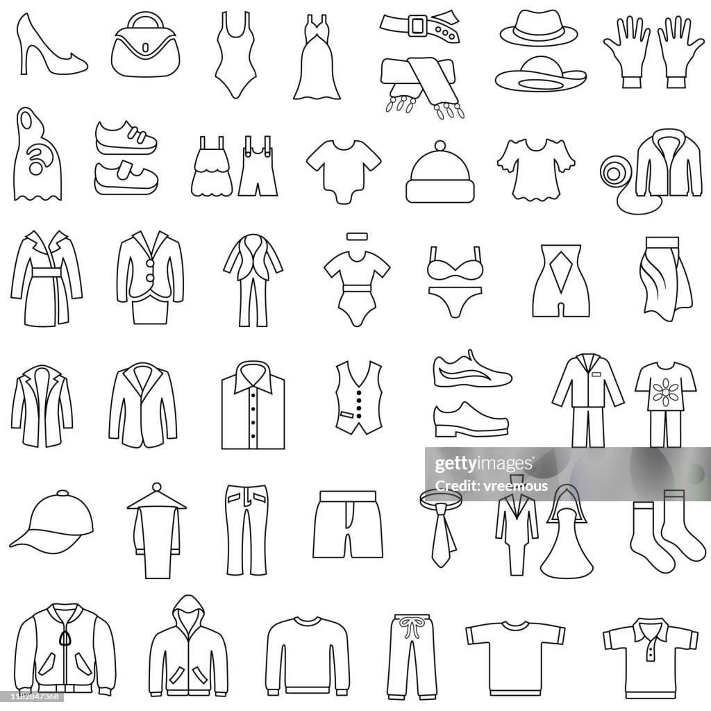 Vêtements Icônes Editable Outlines