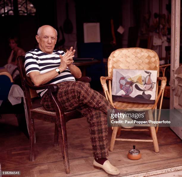 Spanish artist Pablo Picasso at his home in Cannes, circa 1960.