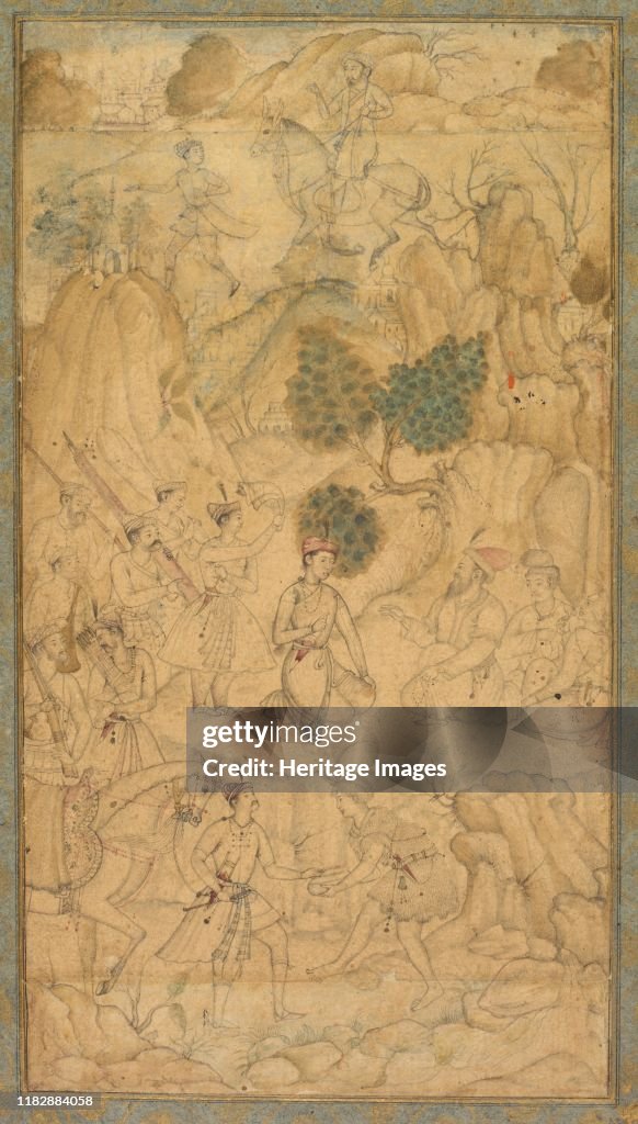 A Prince Visiting A Holy Man In A Rocky Landscape