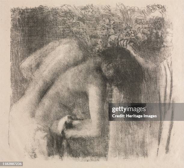 After the Bath , 1891-1892. About 1876 Degas began to make lithographs with which he attained a rich tonality using only black and white. As with...