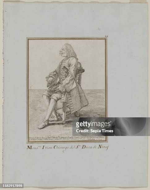 Monsieur Ition Chirurgo del sre. Duca di Nivers, 1749. Pier Leone Ghezzi . Pen and brown ink over graphite; framing lines in brown ink; sheet: 26.7 x...