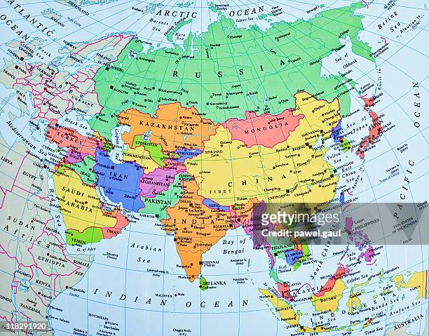 asia map - rusland kaart stockfoto's en -beelden