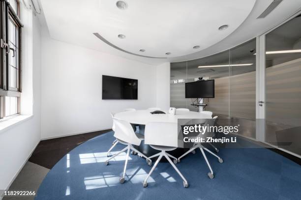 small modern multi-media meeting room interior / beijing, china - multimedia presentation stock pictures, royalty-free photos & images