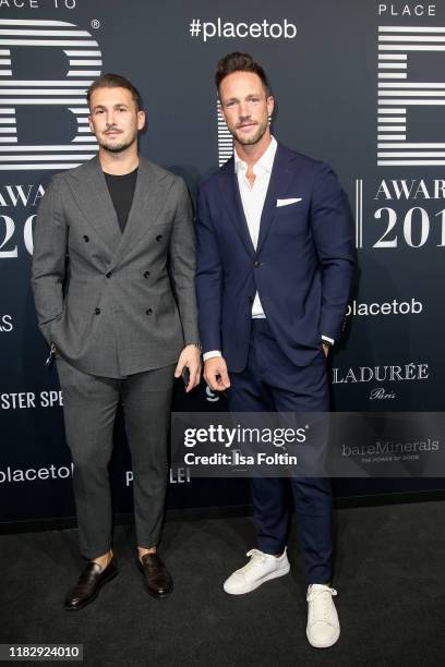 Influencer Sandro Rasa and influencer Daniel Fuchs at the "Place To B Awards" at Axel-Springer-Haus on November 16, 2019 in Berlin, Germany.