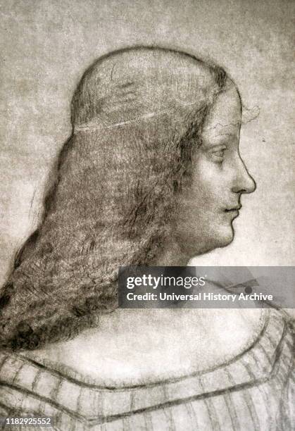 Portrait of Isabella D'Este by Leonardo da Vinci. Leonardo di ser Piero da Vinci an Italian polymath of the Renaissance.