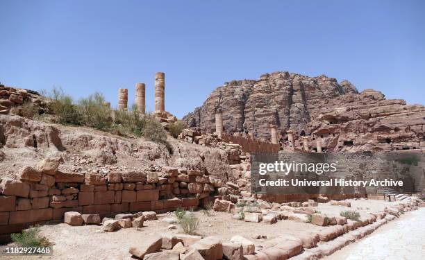 The Great Temple at Petra, Jordan, is a grand monumental complex that lies south of the Colonnaded Street at Petra. The complex was probably...