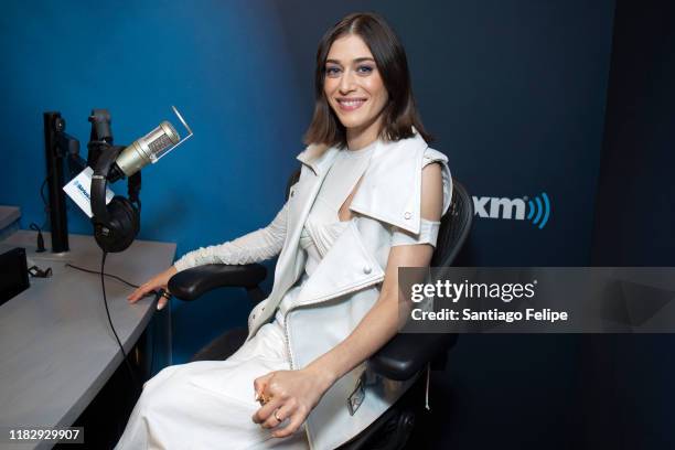 Lizzy Caplan visits SiriusXM Studios on October 23, 2019 in New York City.