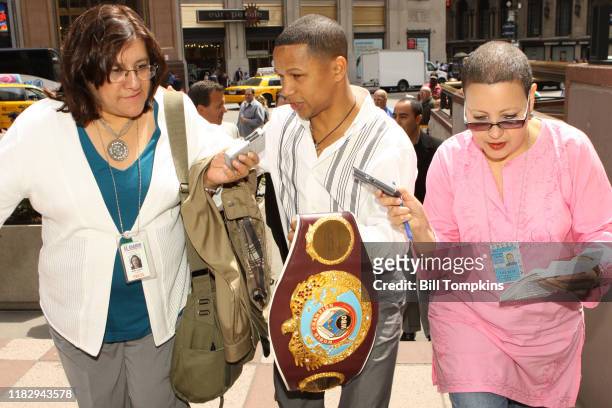 June 9: MANDATORY CREDIT Bill Tompkins/Getty Images Ivan Calderon interacting with the media at Madison Square Garden for his upcoming Super...